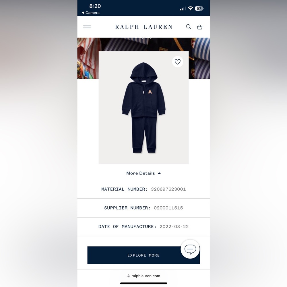 Polo Ralph Lauren 6m baby boy jogging suit